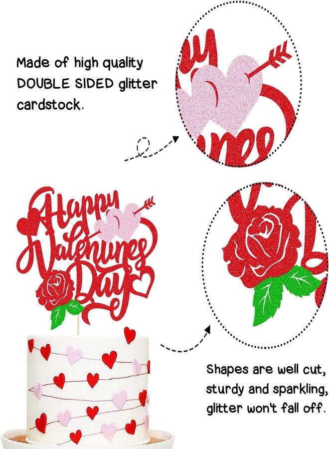 Confetti! Celebrate Love with Our Red Valentine's Day Rose Heart Cake Topper - Suitable for Weddings, Birthdays, and More - Image 2